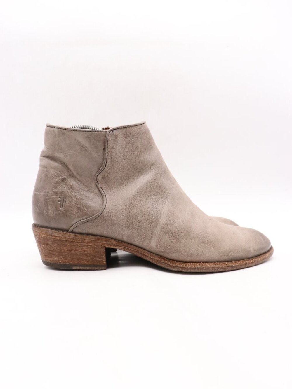 Frye Carson Booties Women's Size 7.5 B Gray Leather Zipper Ankle Boots